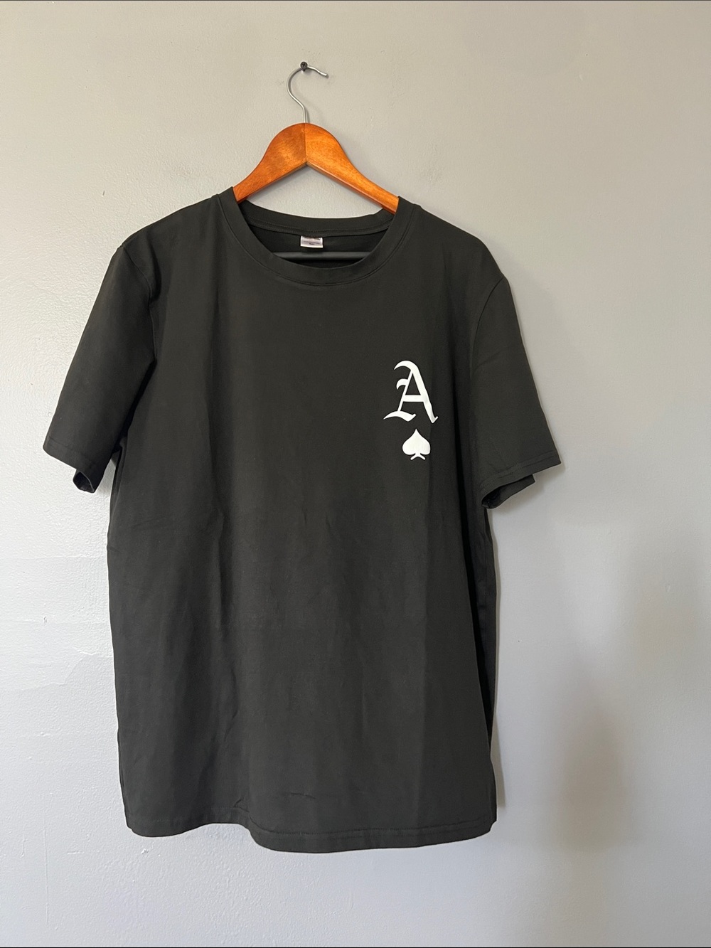 Men's Black Short-Sleeve Tee with White Ace Spade Logo